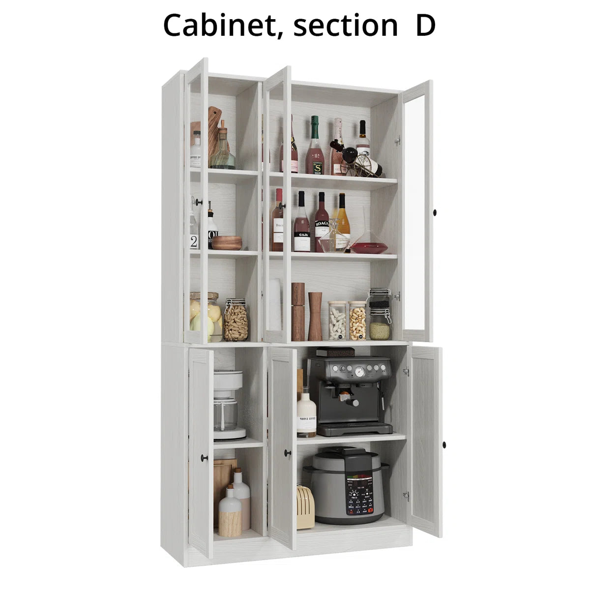 5-Tier Modern Bookshelves With 3 Large Drawer And Glass Door