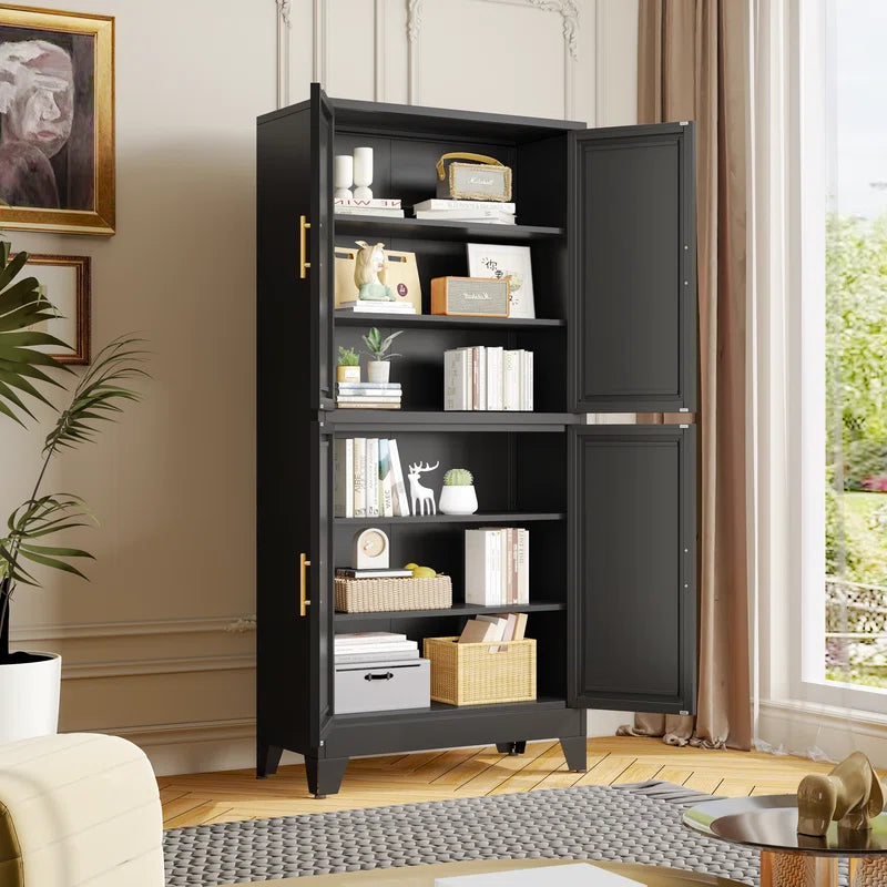 74.8'' Tall Storage Cabinet With 4 Doors And Adjustable Shelves For Multiple Uses