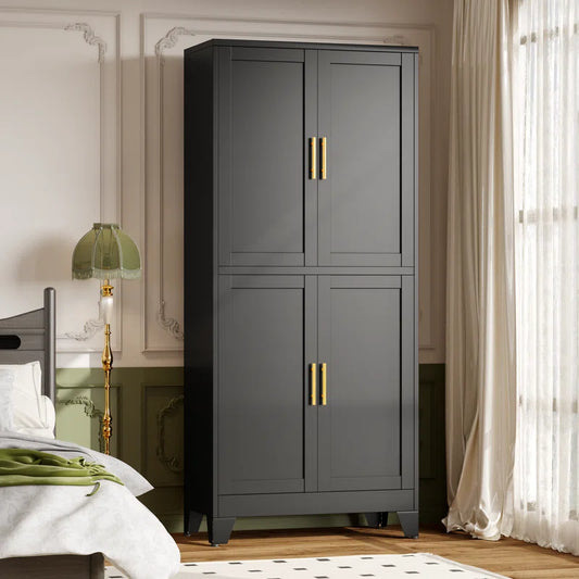 74.8'' Tall Storage Cabinet With 4 Doors And Adjustable Shelves For Multiple Uses