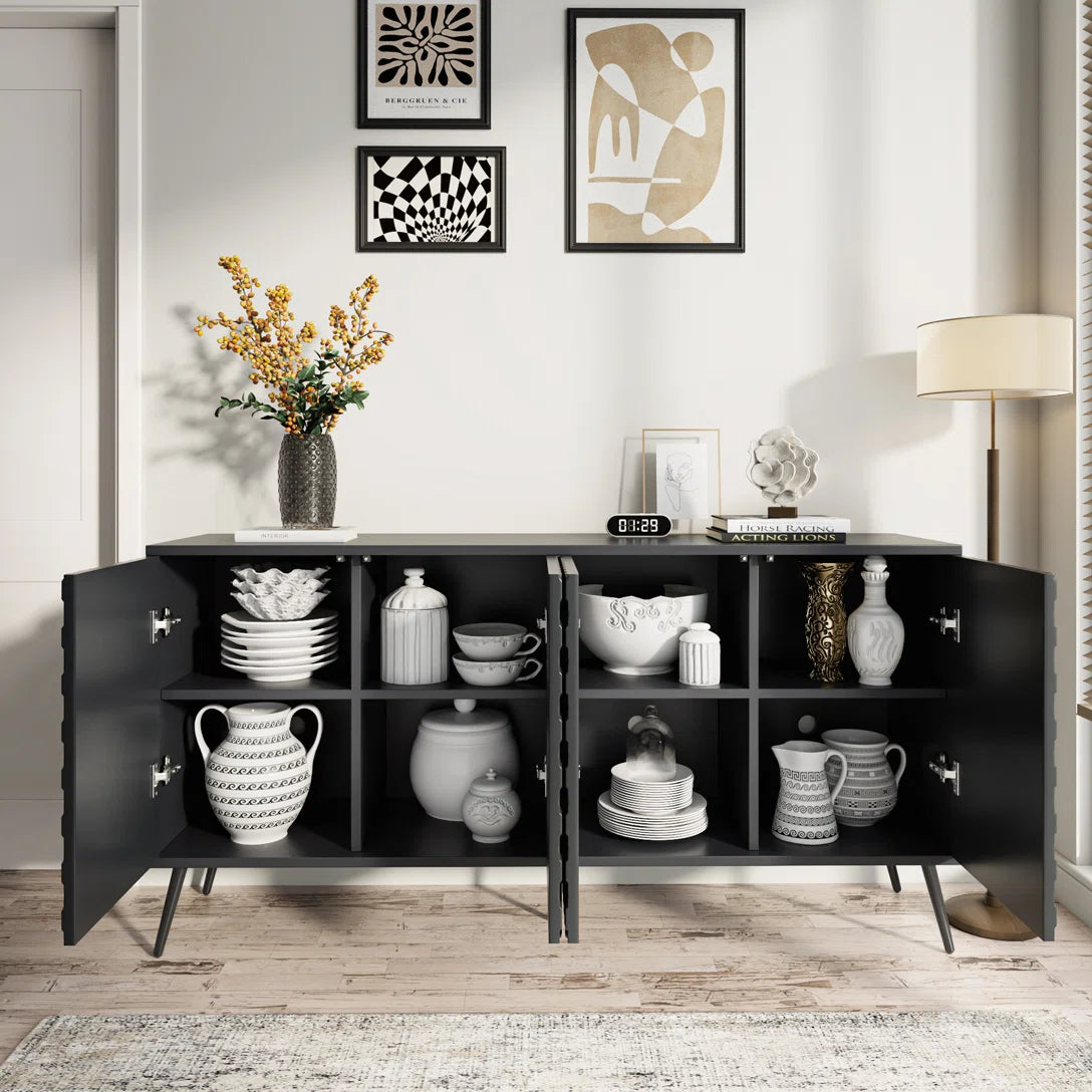4-Door Accent Storage Cabinet with 5 Stable Legs and 4 Adjustable shelves