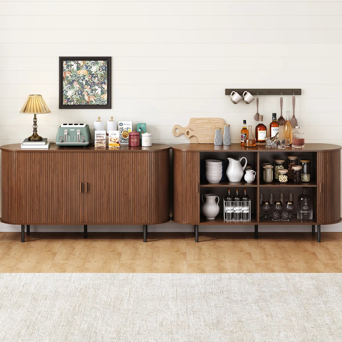 55'' Sideboard Storage Cabinet With Doors And Shelves