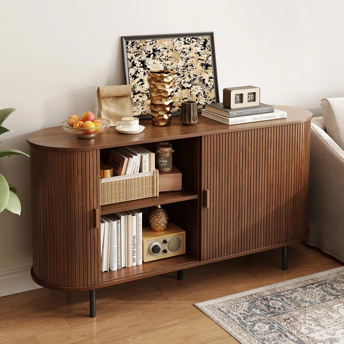 55'' Sideboard Storage Cabinet With Doors And Shelves
