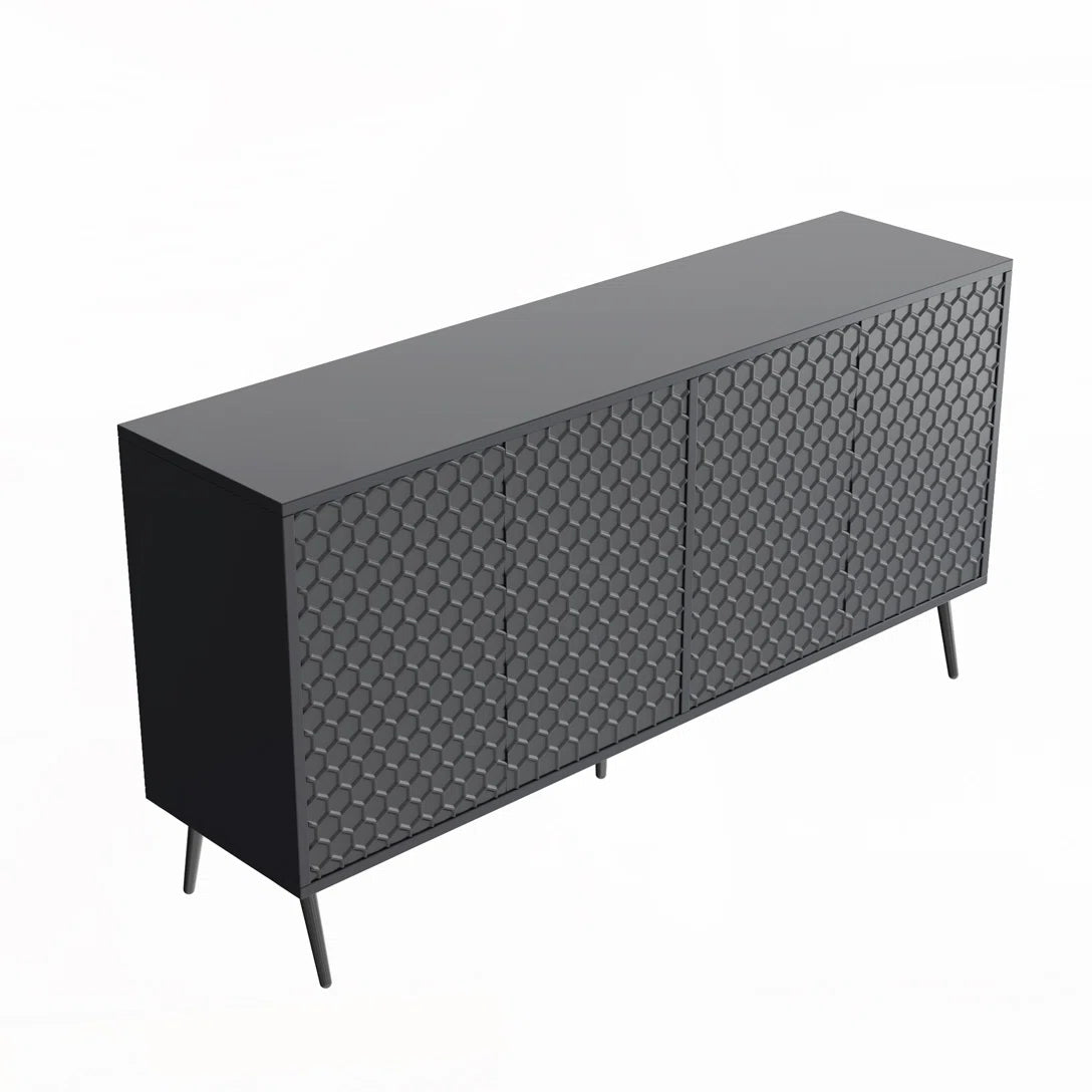 4-Door Accent Storage Cabinet with 5 Stable Legs and 4 Adjustable shelves